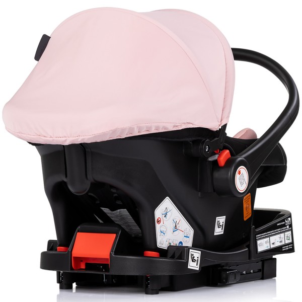 Cărucior 3 în 1 Chipolino Amore – Landou Reversibil + Scaun Auto, 0-36 luni, Culoare powder pink
