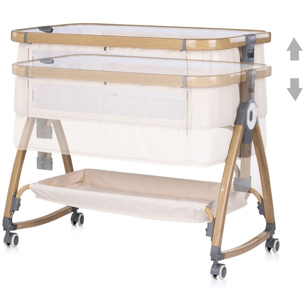 Patut co-sleeper Chipolino Charisma cu laterala culisanta cashmere wood