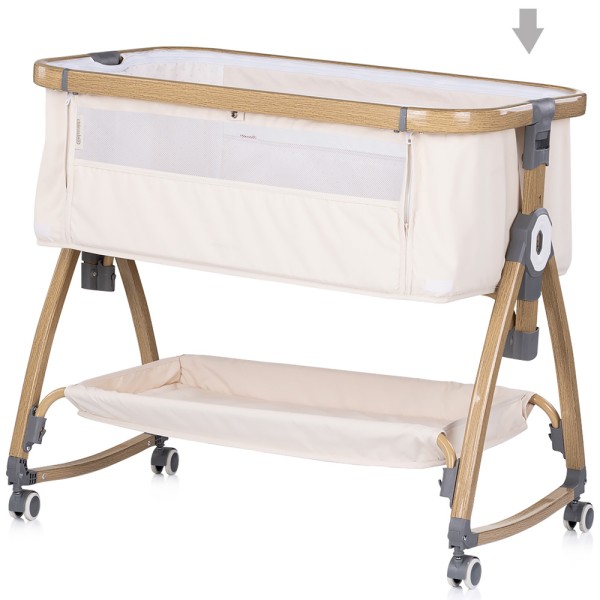 Patut co-sleeper Chipolino Charisma cu laterala culisanta cashmere wood