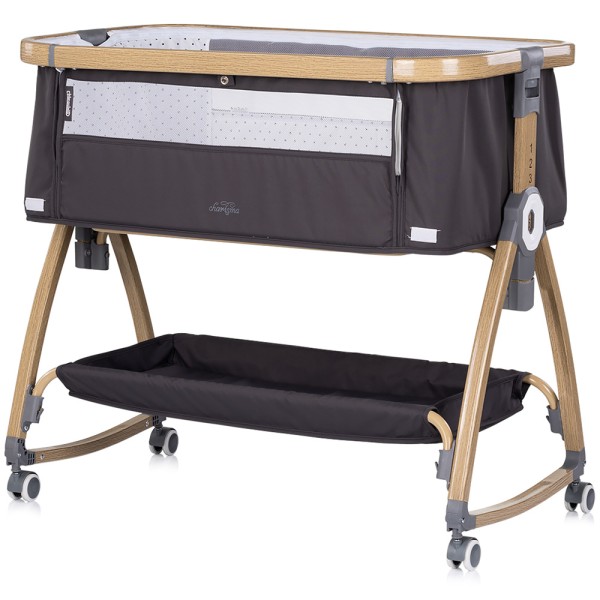 Patut co-sleeper Chipolino Charisma cu laterala culisanta charcoal wood
