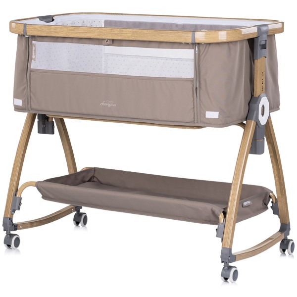 Patut co-sleeper Chipolino Charisma cu laterala culisanta latte wood