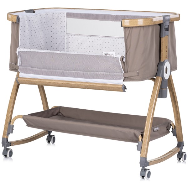 Patut co-sleeper Chipolino Charisma cu laterala culisanta latte wood