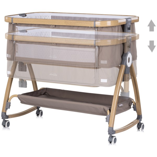 Patut co-sleeper Chipolino Charisma cu laterala culisanta latte wood