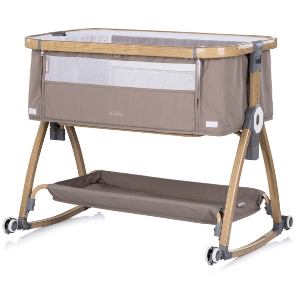 Patut co-sleeper Chipolino Charisma cu laterala culisanta latte wood