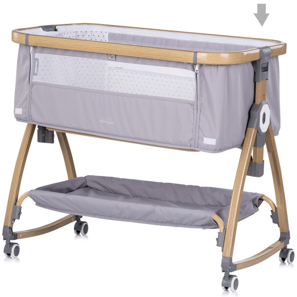 Patut co-sleeper Chipolino Charisma cu laterala culisanta platinum wood