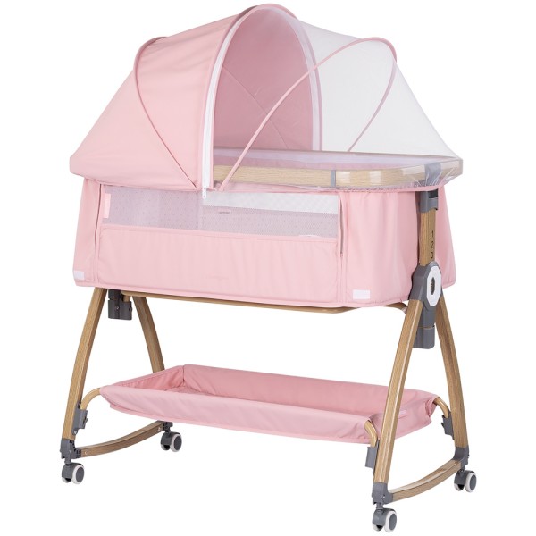Patut co-sleeper Chipolino Charisma cu laterala culisanta powder pink wood