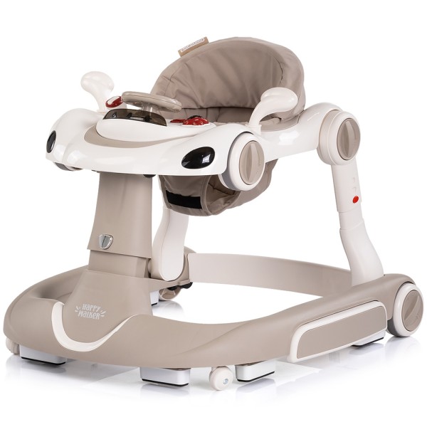 Premergător Chipolino Happy Walker 5 în 1 beige cu balansoar, centru activități și maner parental