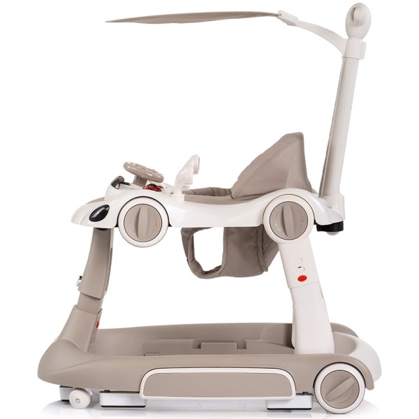 Premergător Chipolino Happy Walker 5 în 1 beige cu balansoar, centru activități și maner parental