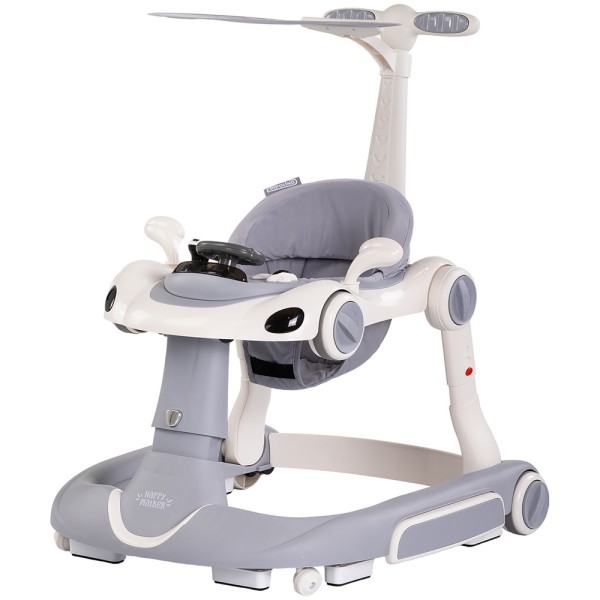 Premergător Chipolino Happy Walker 5 în 1 grey cu balansoar, centru activități și maner parental