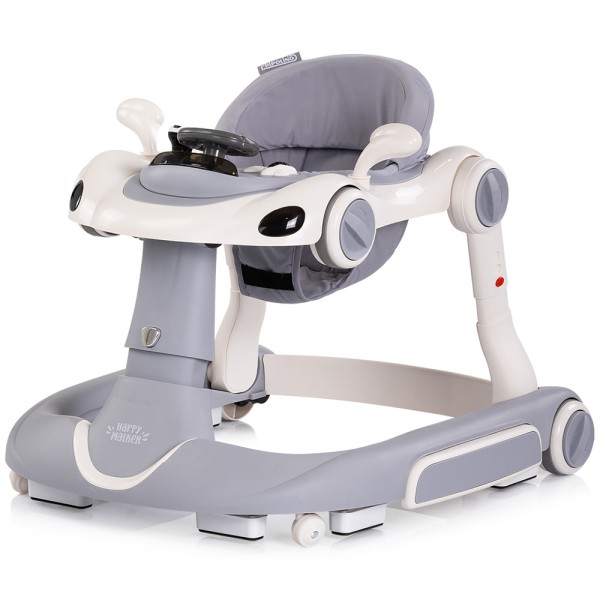 Premergător Chipolino Happy Walker 5 în 1 grey cu balansoar, centru activități și maner parental