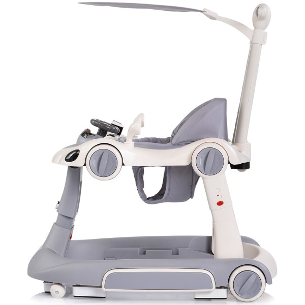 Premergător Chipolino Happy Walker 5 în 1 grey cu balansoar, centru activități și maner parental