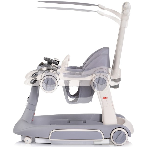 Premergător Chipolino Happy Walker 5 în 1 grey cu balansoar, centru activități și maner parental