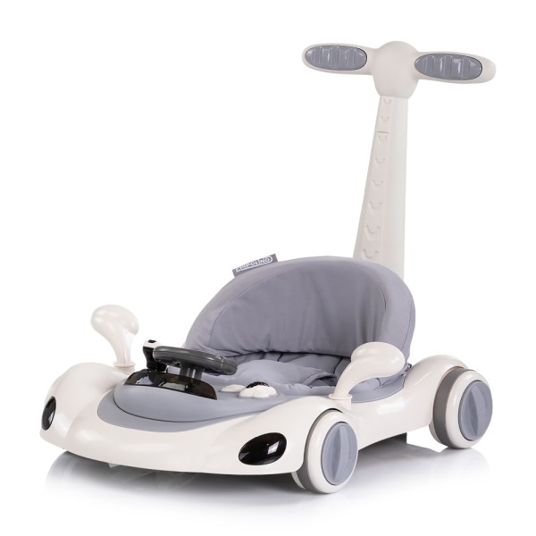 Premergător Chipolino Happy Walker 5 în 1 grey cu balansoar, centru activități și maner parental