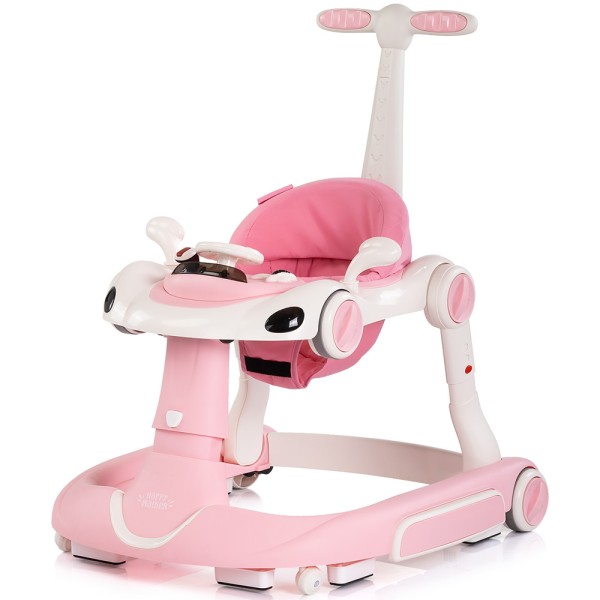 Premergător Chipolino Happy Walker 5 în 1 pink cu balansoar, centru activități și maner parental