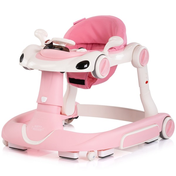 Premergător Chipolino Happy Walker 5 în 1 pink cu balansoar, centru activități și maner parental