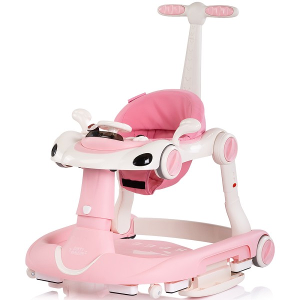 Premergător Chipolino Happy Walker 5 în 1 pink cu balansoar, centru activități și maner parental