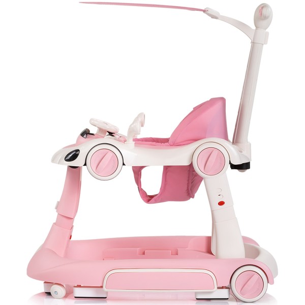 Premergător Chipolino Happy Walker 5 în 1 pink cu balansoar, centru activități și maner parental