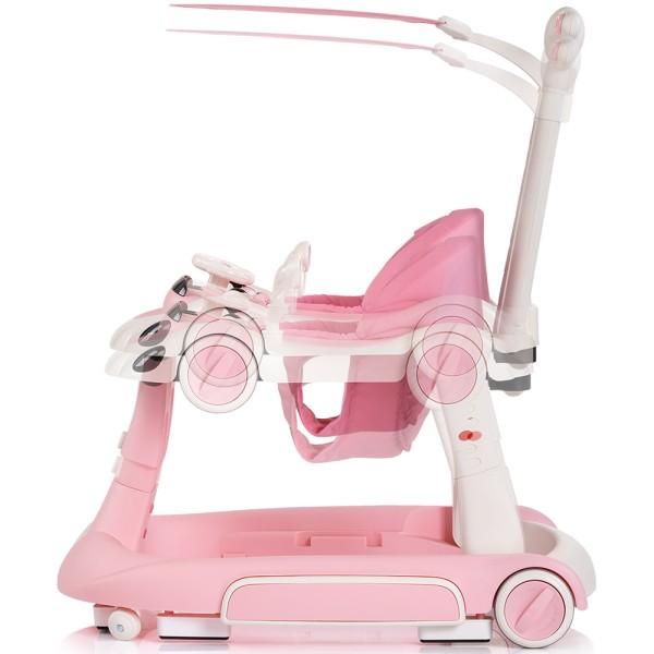 Premergător Chipolino Happy Walker 5 în 1 pink cu balansoar, centru activități și maner parental