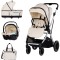 Cărucior 3 in 1 Chipolino Aurora, 0-4 ani, 22 kg, landou, parte sport reversibila, scaun auto i Size, pliabil culoare cashmere