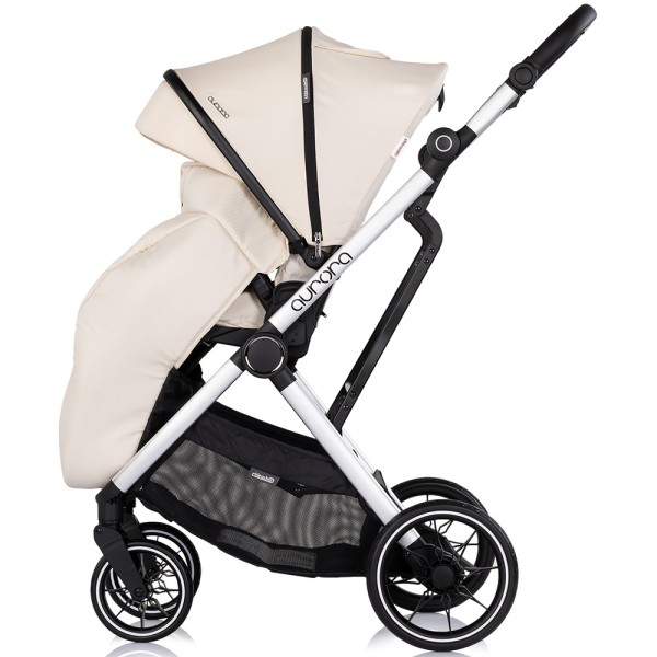 Cărucior 3 in 1 Chipolino Aurora, 0-4 ani, 22 kg, landou, parte sport reversibila, scaun auto i Size, pliabil culoare cashmere