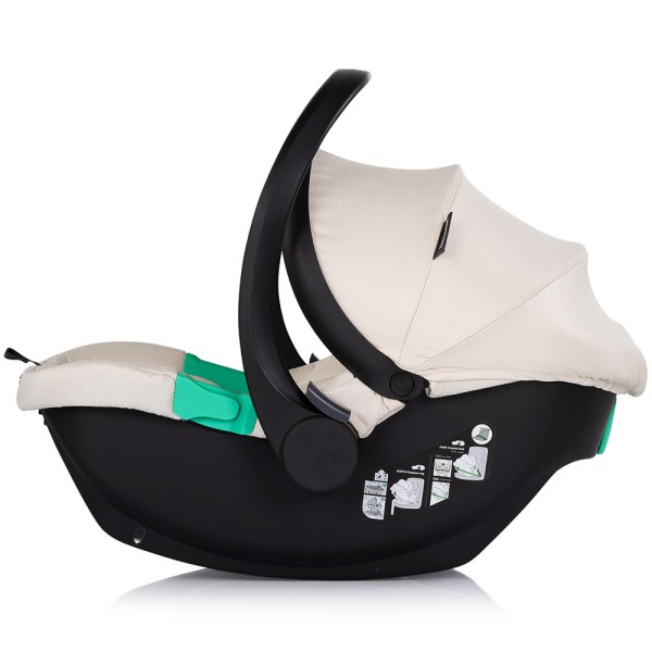 Cărucior 3 in 1 Chipolino Aurora, 0-4 ani, 22 kg, landou, parte sport reversibila, scaun auto i Size, pliabil culoare cashmere