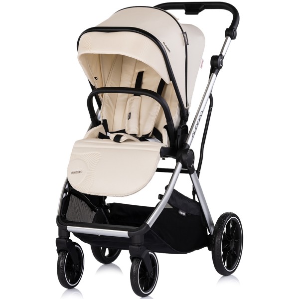 Cărucior 3 in 1 Chipolino Aurora, 0-4 ani, 22 kg, landou, parte sport reversibila, scaun auto i Size, pliabil culoare cashmere