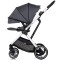 Cărucior 3 in 1 Chipolino Aurora, 0-4 ani, 22 kg, landou, parte sport reversibila, scaun auto i Size, pliabil culoare charcoal