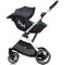 Cărucior 3 in 1 Chipolino Aurora, 0-4 ani, 22 kg, landou, parte sport reversibila, scaun auto i Size, pliabil culoare charcoal