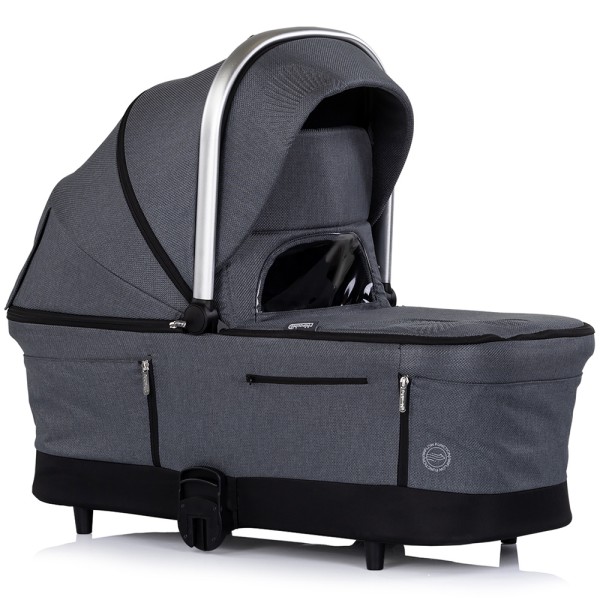 Cărucior 3 in 1 Chipolino Aurora, 0-4 ani, 22 kg, landou, parte sport reversibila, scaun auto i Size, pliabil culoare charcoal