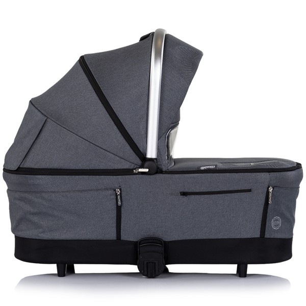 Cărucior 3 in 1 Chipolino Aurora, 0-4 ani, 22 kg, landou, parte sport reversibila, scaun auto i Size, pliabil culoare charcoal