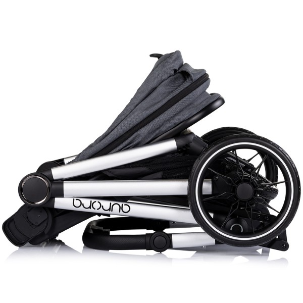 Cărucior 3 in 1 Chipolino Aurora, 0-4 ani, 22 kg, landou, parte sport reversibila, scaun auto i Size, pliabil culoare charcoal