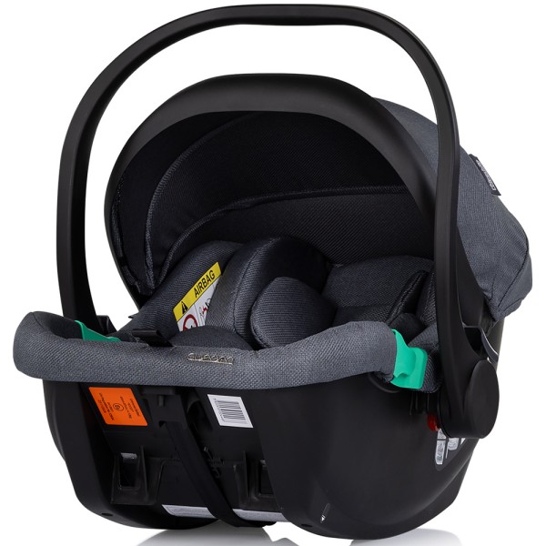 Cărucior 3 in 1 Chipolino Aurora, 0-4 ani, 22 kg, landou, parte sport reversibila, scaun auto i Size, pliabil culoare charcoal