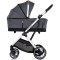 Cărucior 3 in 1 Chipolino Aurora, 0-4 ani, 22 kg, landou, parte sport reversibila, scaun auto i Size, pliabil culoare charcoal
