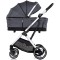 Cărucior 3 in 1 Chipolino Aurora, 0-4 ani, 22 kg, landou, parte sport reversibila, scaun auto i Size, pliabil culoare charcoal