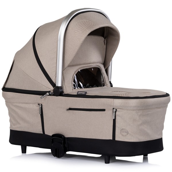 Cărucior 3 in 1 Chipolino Aurora, 0-4 ani, 22 kg, landou, parte sport reversibila, scaun auto i Size, pliabil culoare latte