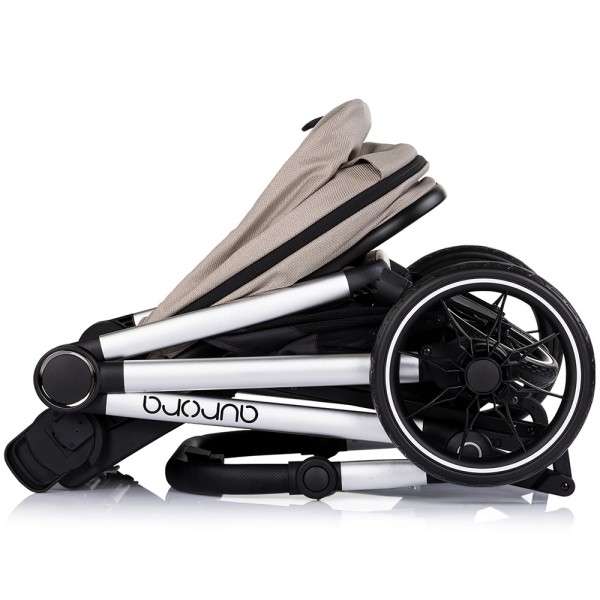 Cărucior 3 in 1 Chipolino Aurora, 0-4 ani, 22 kg, landou, parte sport reversibila, scaun auto i Size, pliabil culoare latte
