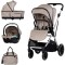 Cărucior 3 in 1 Chipolino Aurora, 0-4 ani, 22 kg, landou, parte sport reversibila, scaun auto i Size, pliabil culoare latte