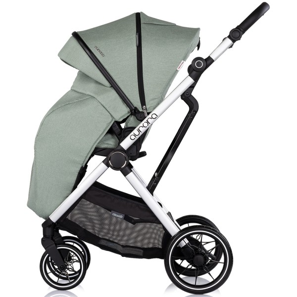 Cărucior 3 in 1 Chipolino Aurora, 0-4 ani, 22 kg, landou, parte sport reversibila, scaun auto i Size, pliabil culoare matcha