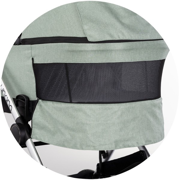 Cărucior 3 in 1 Chipolino Aurora, 0-4 ani, 22 kg, landou, parte sport reversibila, scaun auto i Size, pliabil culoare matcha