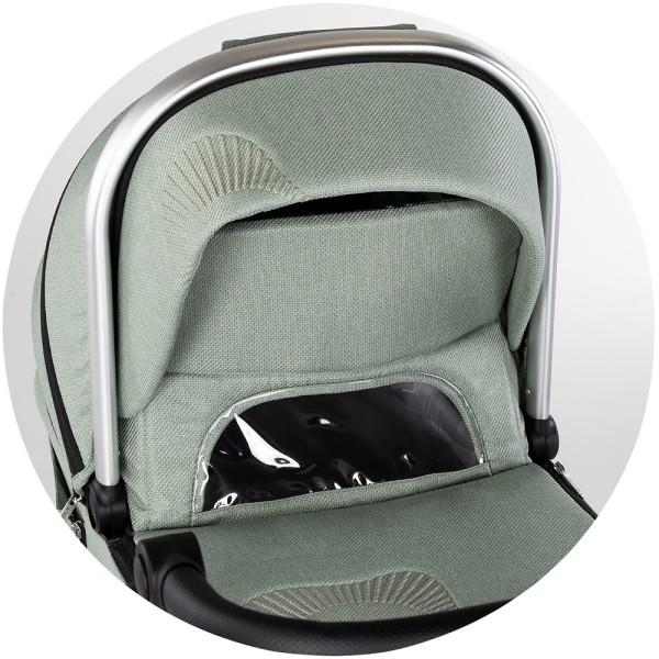 Cărucior 3 in 1 Chipolino Aurora, 0-4 ani, 22 kg, landou, parte sport reversibila, scaun auto i Size, pliabil culoare matcha