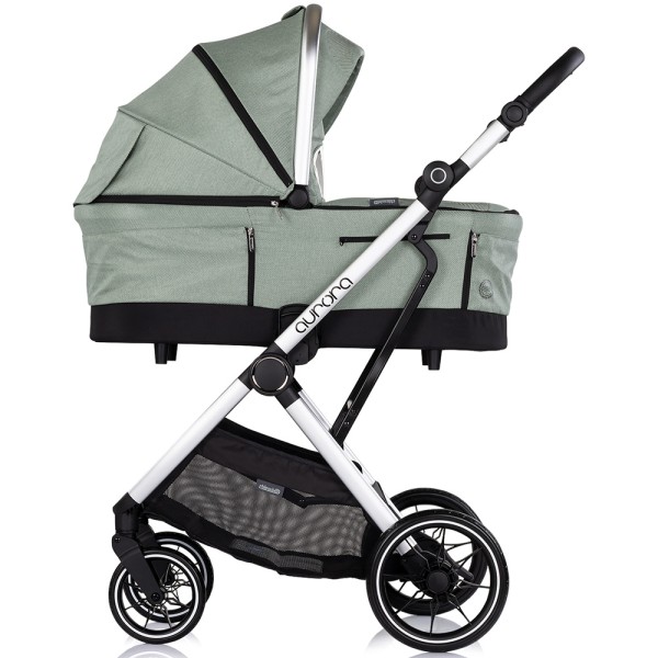 Cărucior 3 in 1 Chipolino Aurora, 0-4 ani, 22 kg, landou, parte sport reversibila, scaun auto i Size, pliabil culoare matcha