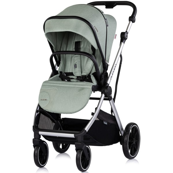 Cărucior 3 in 1 Chipolino Aurora, 0-4 ani, 22 kg, landou, parte sport reversibila, scaun auto i Size, pliabil culoare matcha