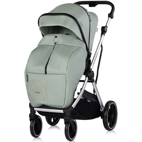 Cărucior 3 in 1 Chipolino Aurora, 0-4 ani, 22 kg, landou, parte sport reversibila, scaun auto i Size, pliabil culoare matcha
