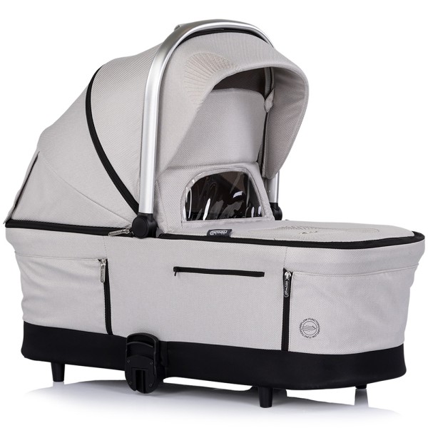 Cărucior 3 in 1 Chipolino Aurora, 0-4 ani, 22 kg, landou, parte sport reversibila, scaun auto i Size, pliabil culoare platinum