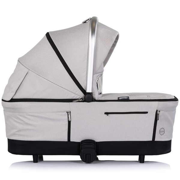 Cărucior 3 in 1 Chipolino Aurora, 0-4 ani, 22 kg, landou, parte sport reversibila, scaun auto i Size, pliabil culoare platinum