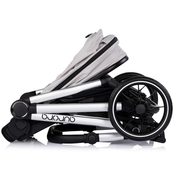 Cărucior 3 in 1 Chipolino Aurora, 0-4 ani, 22 kg, landou, parte sport reversibila, scaun auto i Size, pliabil culoare platinum