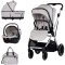 Cărucior 3 in 1 Chipolino Aurora, 0-4 ani, 22 kg, landou, parte sport reversibila, scaun auto i Size, pliabil culoare platinum