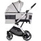 Cărucior 3 in 1 Chipolino Aurora, 0-4 ani, 22 kg, landou, parte sport reversibila, scaun auto i Size, pliabil culoare platinum