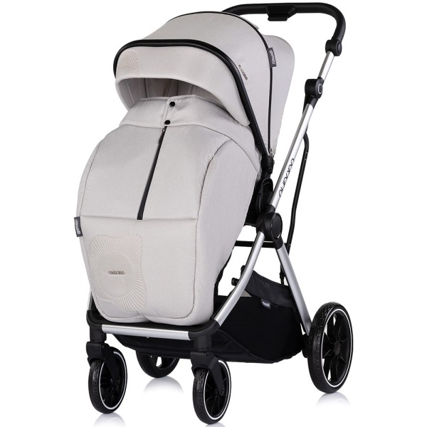 Cărucior 3 in 1 Chipolino Aurora, 0-4 ani, 22 kg, landou, parte sport reversibila, scaun auto i Size, pliabil culoare platinum
