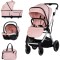 Cărucior 3 in 1 Chipolino Aurora, 0-4 ani, 22 kg, landou, parte sport reversibila, scaun auto i Size, pliabil culoare powder pink